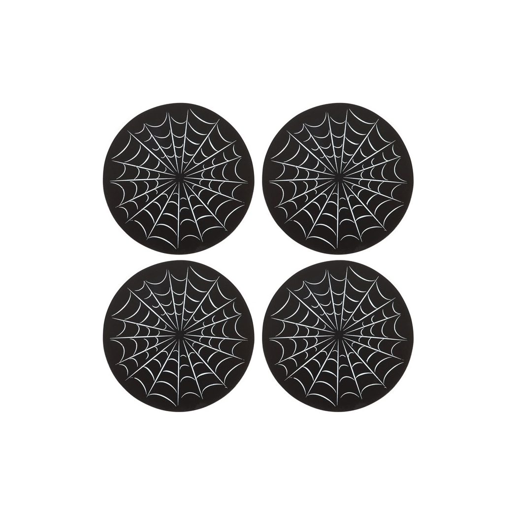 Black Spiderweb Coaster Set