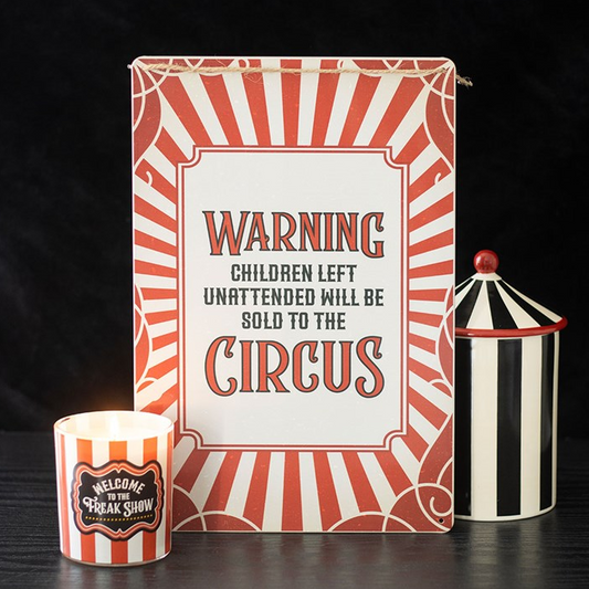 Circus Warning Metal Hanging Sign