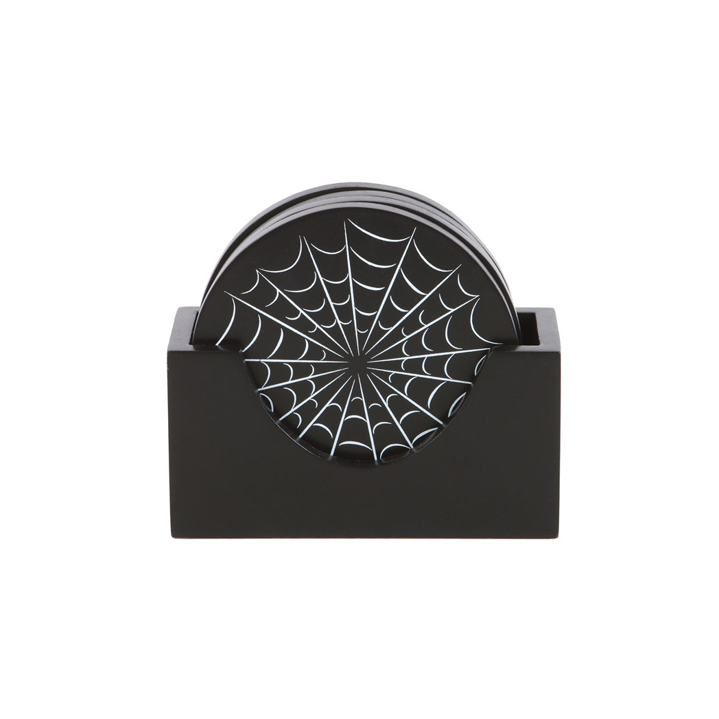 Black Spiderweb Coaster Set
