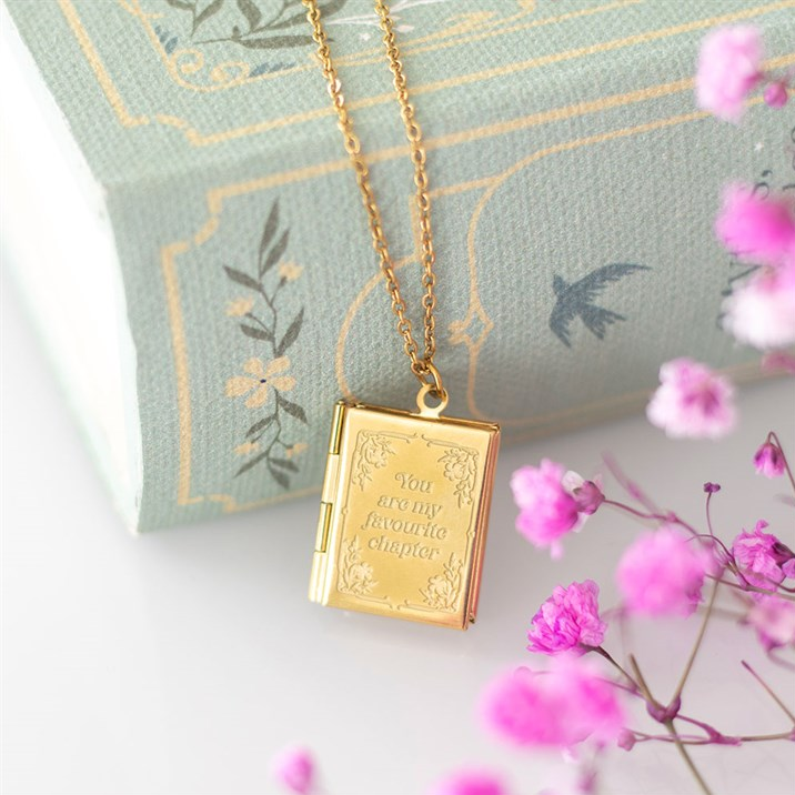 Book Shaped Locket Necklace in Gift Box