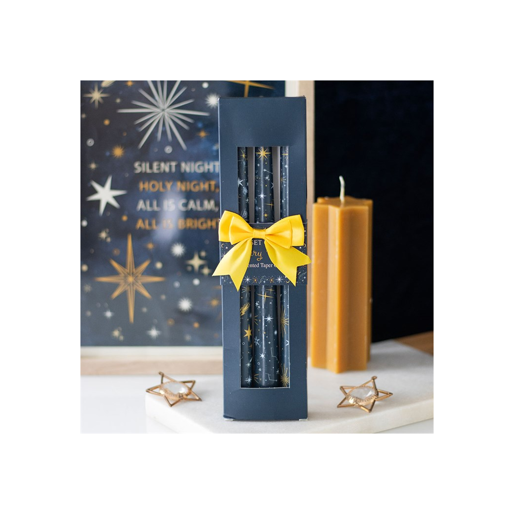 Set of 3 Starry Night Taper Candles
