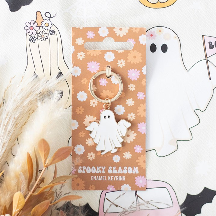 Spooky Season Groovy Ghost Keyring