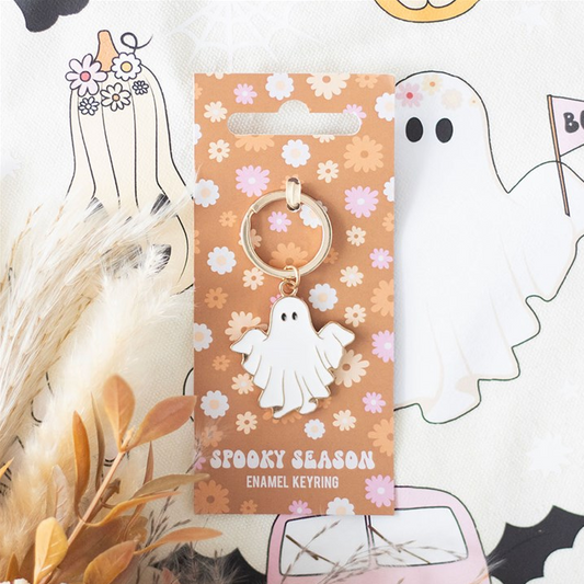 Spooky Season Groovy Ghost Keyring