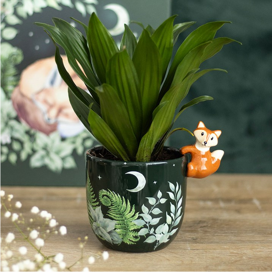 Green Forest Plant Pot with Fox