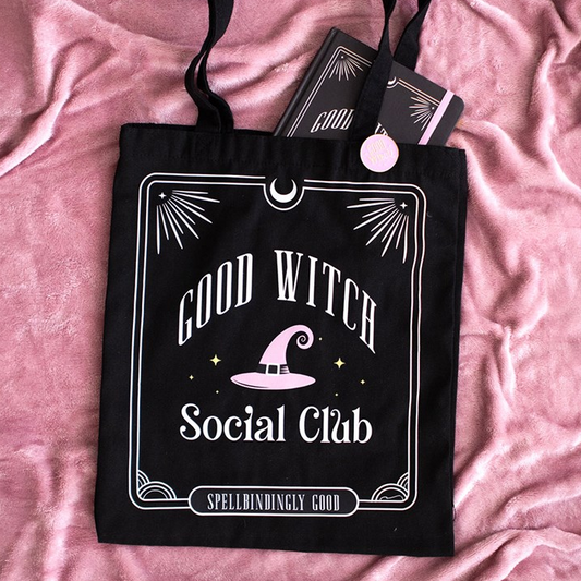 Good Witch Social Club Polycotton Tote Bag with Pin Badge