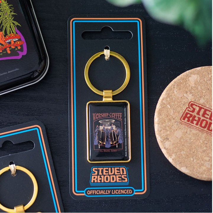 Worship Coffee Keyring by Steven Rhodes