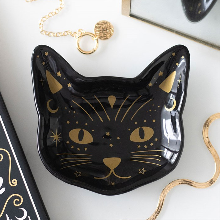 Magick Black Cat Face Trinket Dish