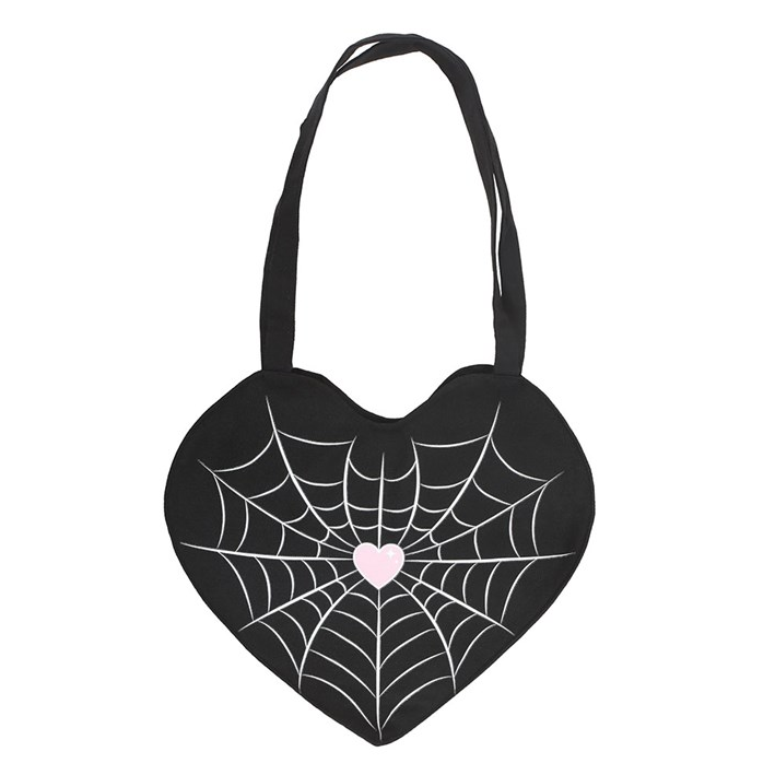 Spiderweb Heart Satin Tote Bag