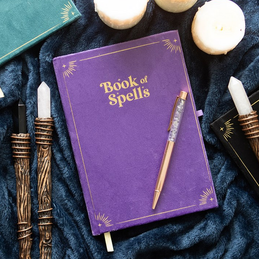 Book of Spells Journal with Amethyst Crystal Pen