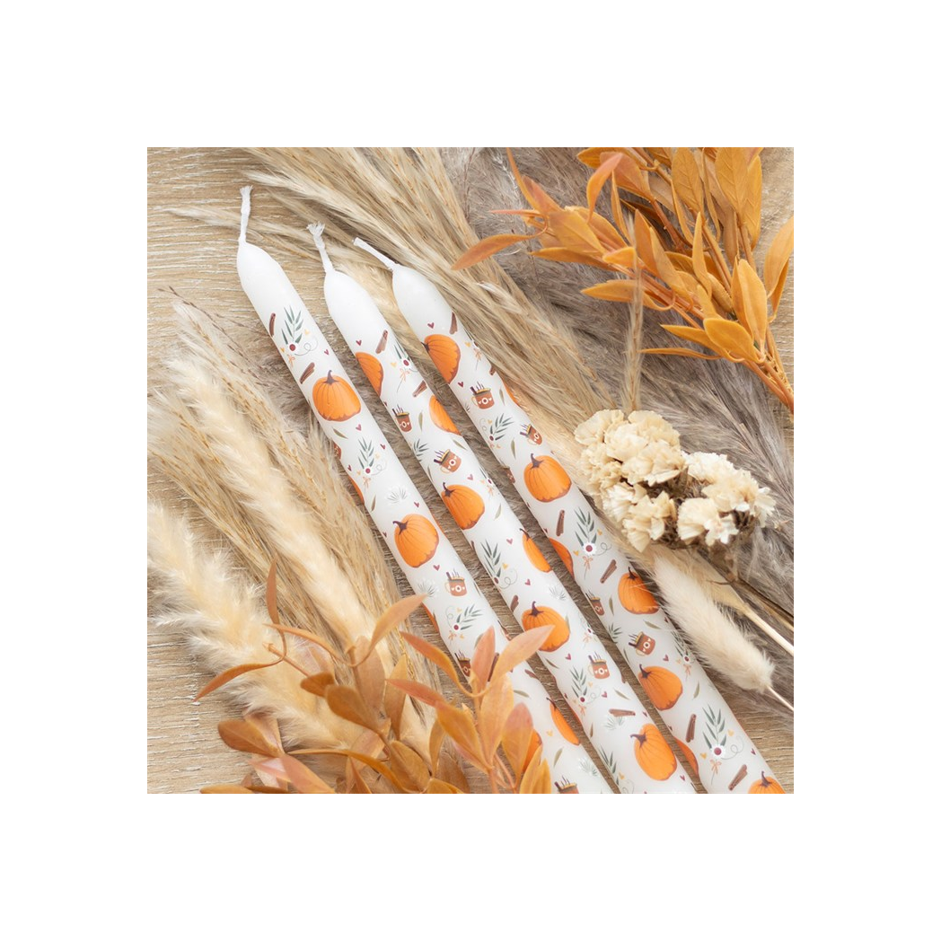 Set of 3 Pumpkin Taper Candles