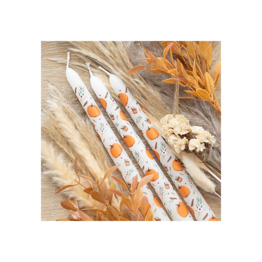 Set of 3 Pumpkin Taper Candles