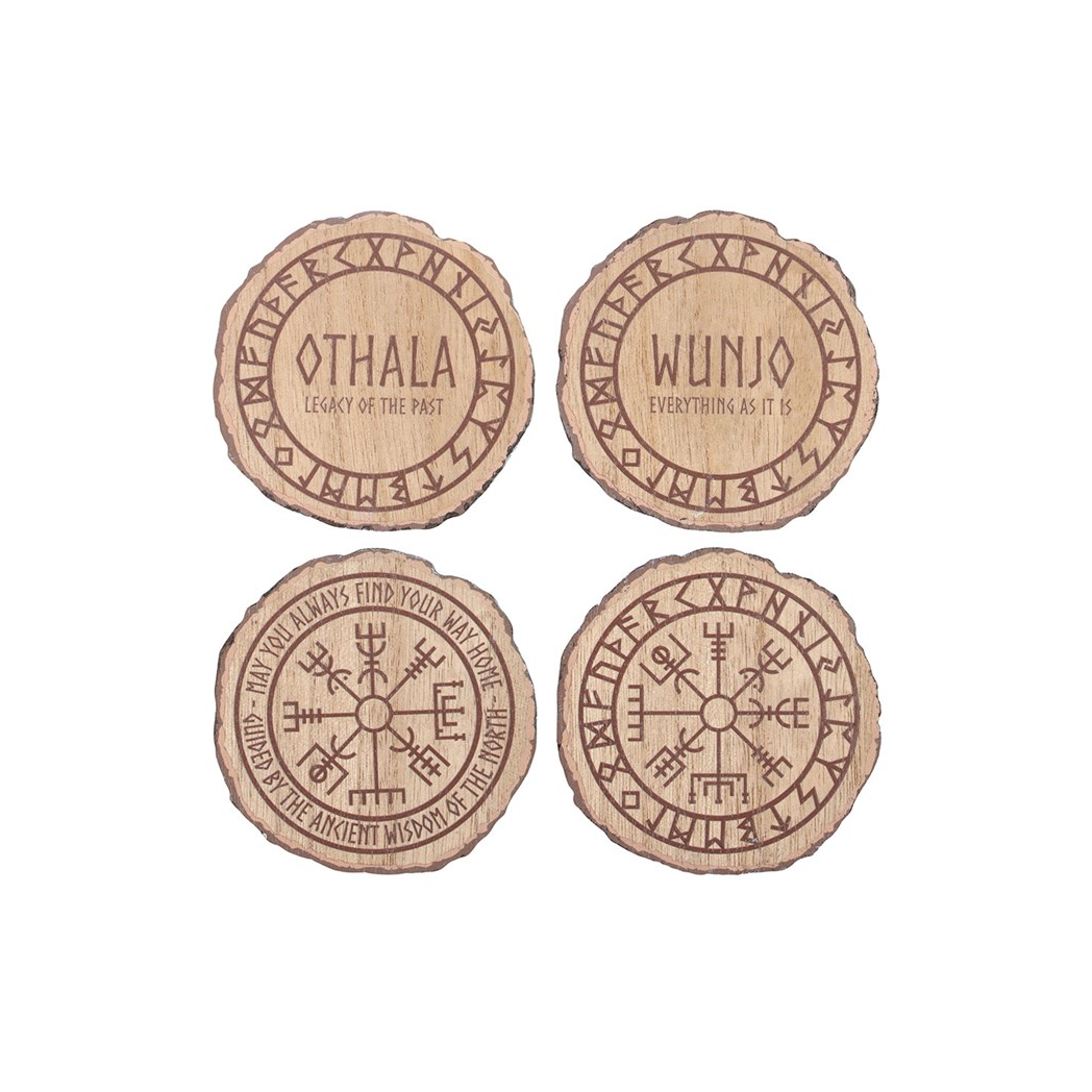 Set of 4 Norse Mythology Wood Slice Coasters