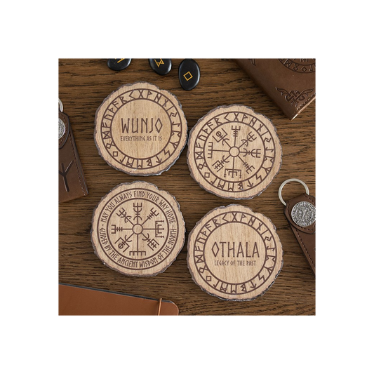 Set of 4 Norse Mythology Wood Slice Coasters