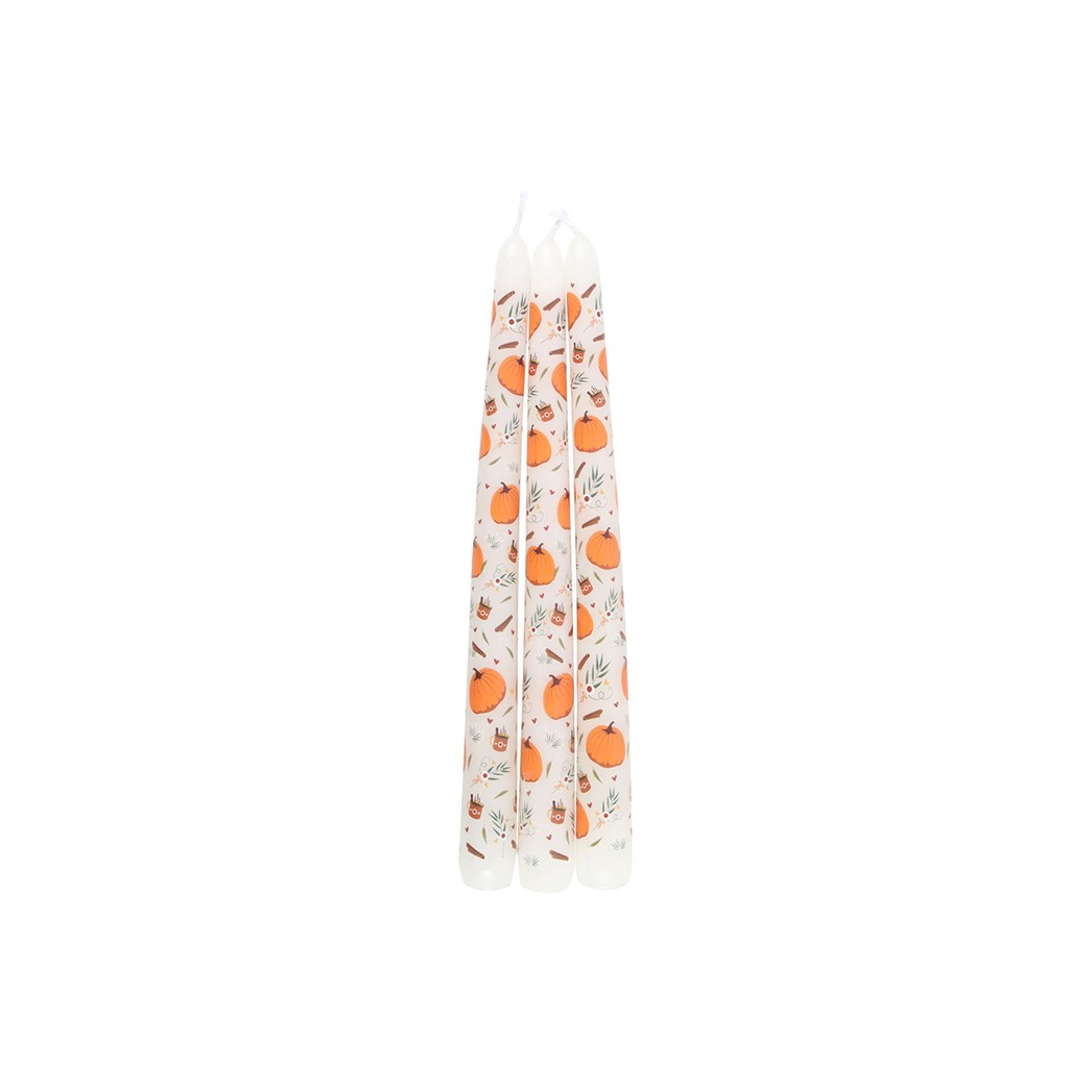 Set of 3 Pumpkin Taper Candles