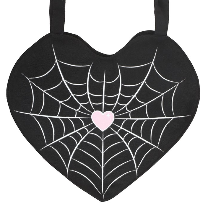 Spiderweb Heart Satin Tote Bag