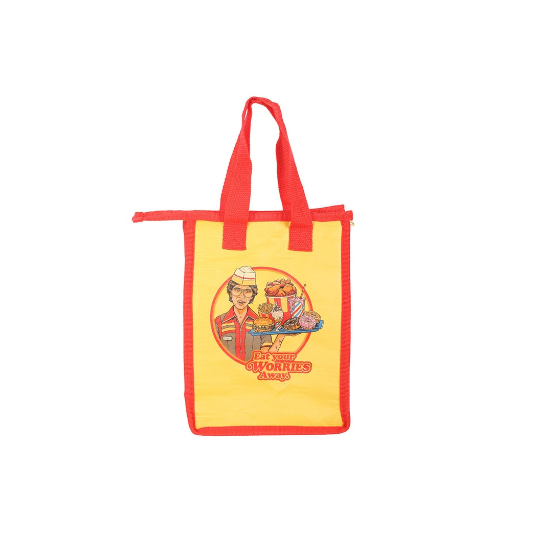Eat Your Worries Lunch Bag by Steven Rhodes