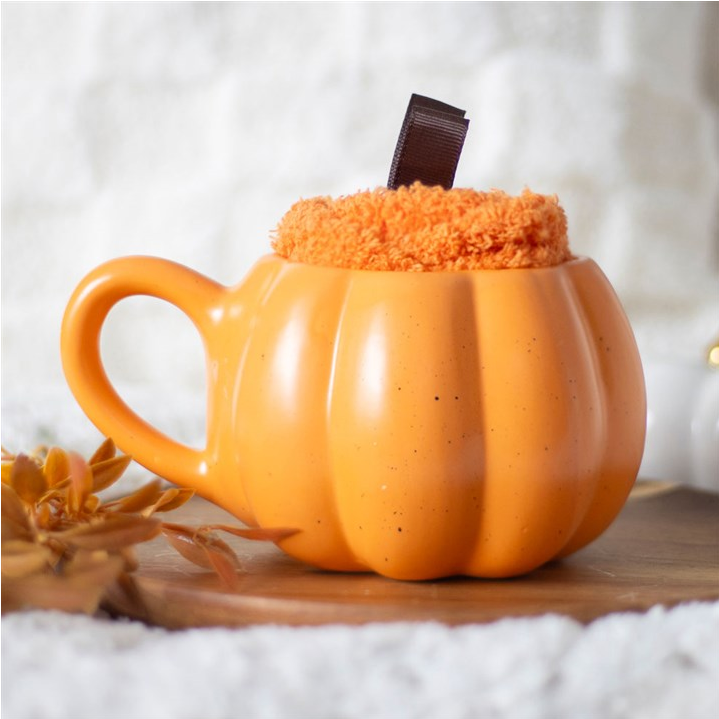 Pumpkin Shaped Mug and Socks Set