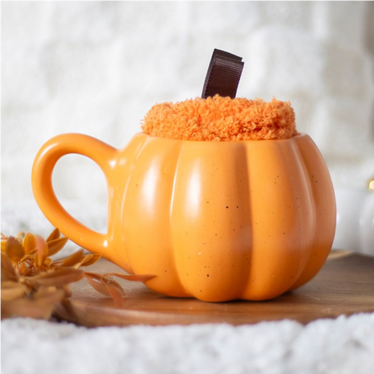 Pumpkin Shaped Mug and Socks Set