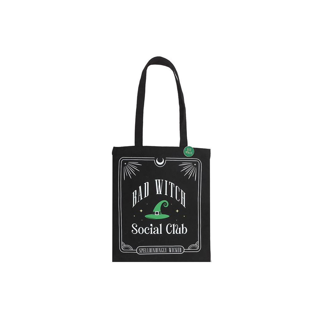 Bad Witch Social Club Polycotton Tote Bag with Pin Badge
